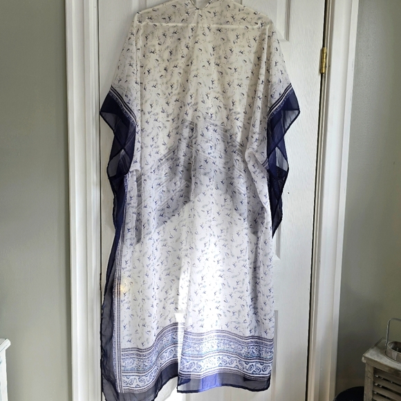 Sheer Blue Paisley Swim Cover-up - Picture 4 of 11